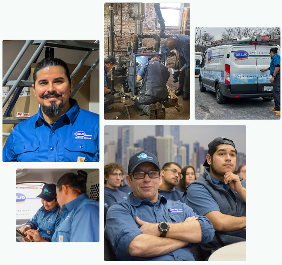 Collage of HVAC technicians at work